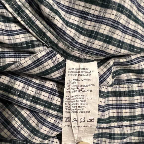 IZOD Blue & Green Plaid Long Sleeve Button Up Down Men’s XXL 100% Cotton - Picture 9 of 9
